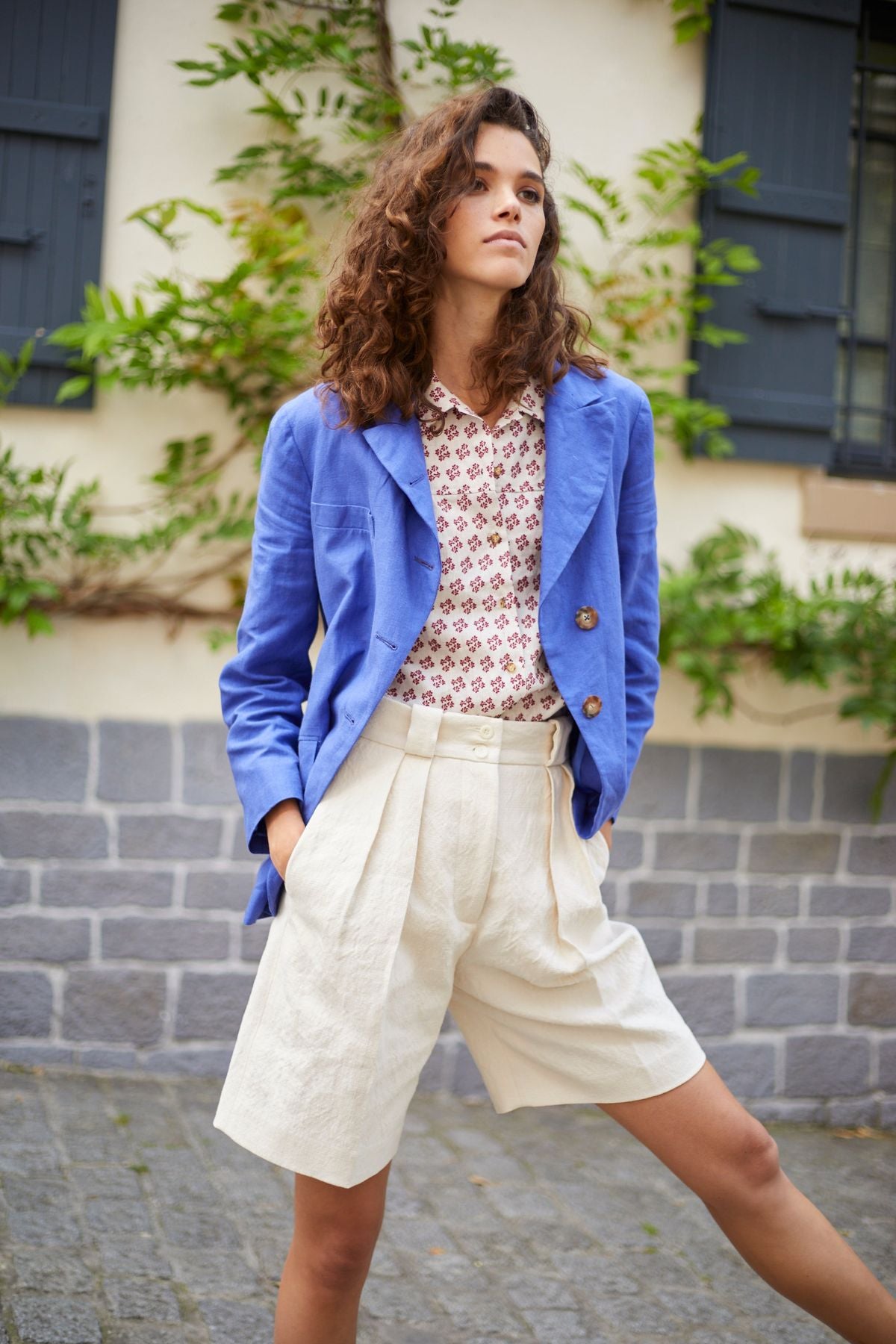 Yohan jacket in blue linen